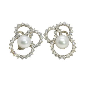 18K & Platinum South Sea Pearl & Diamond Earrings